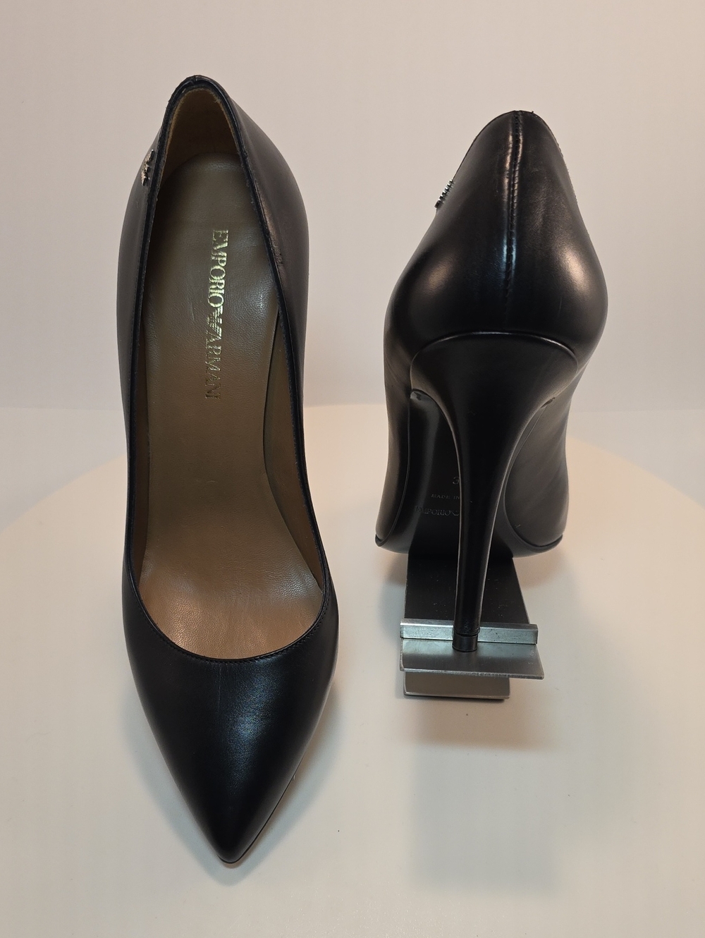 Emporio Armani Classic Black Pointed-Toe Stiletto Pumps